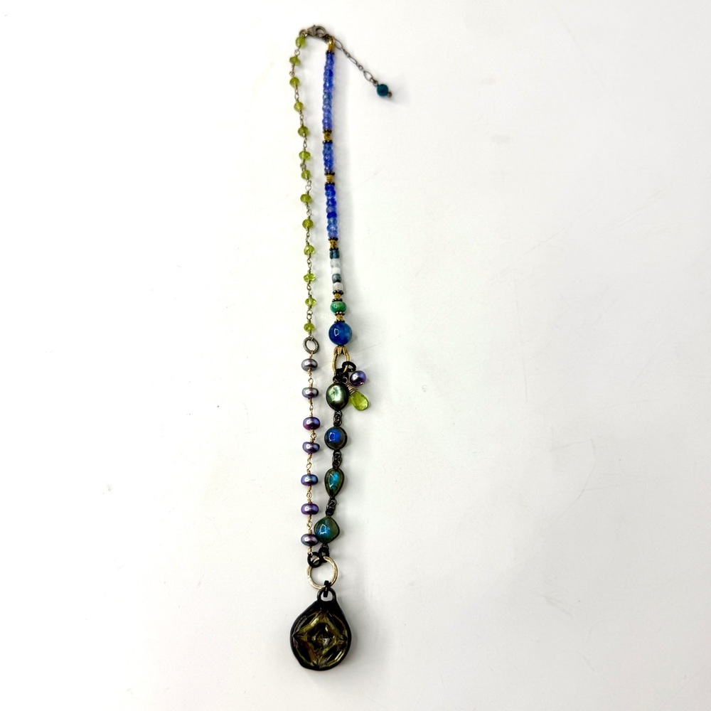 Asymmetrical Mixed Gemstone Necklace, Artisan Jewelry